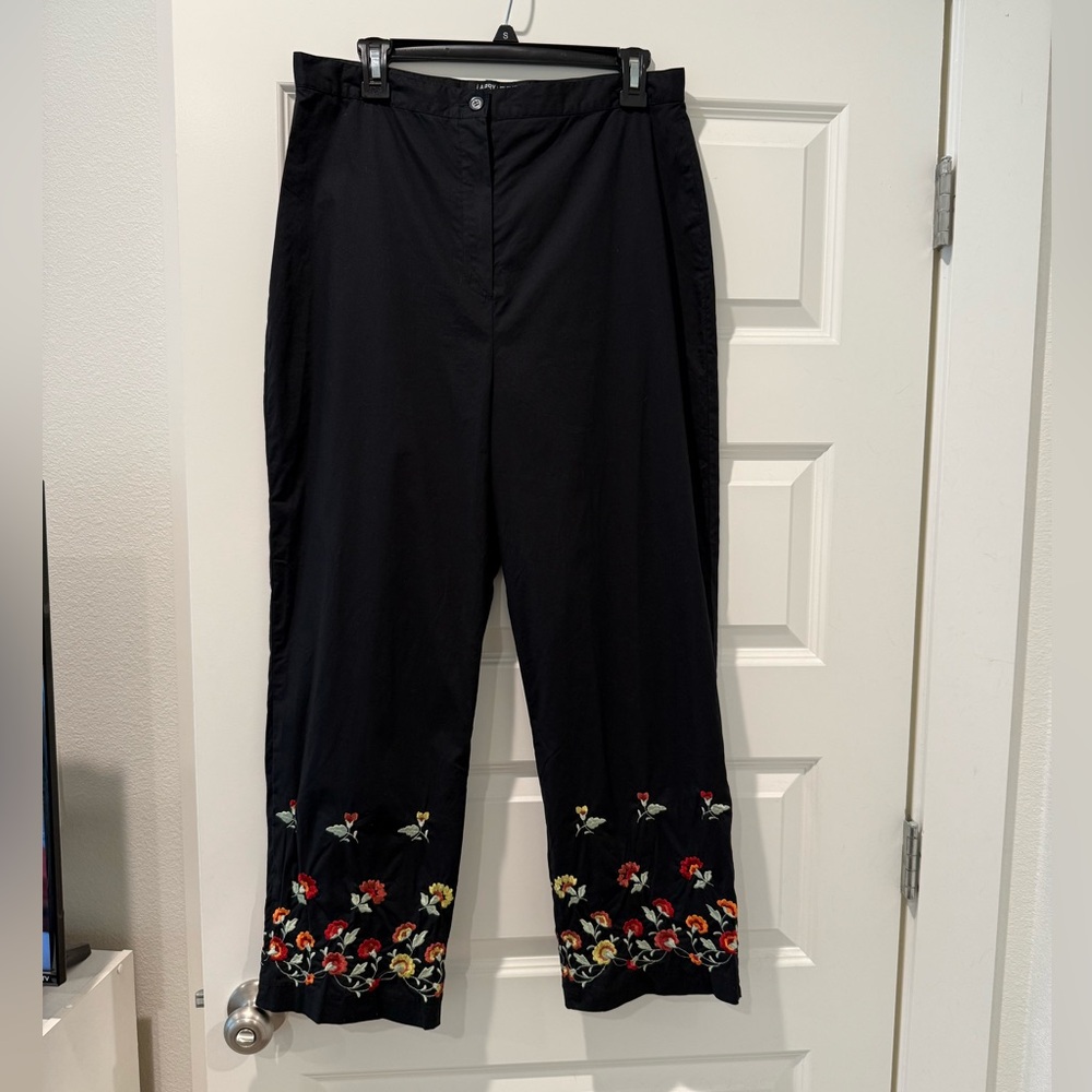 Vintage Larry Levine Black Embroidered Stretch Pants
